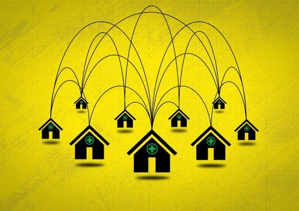 Chain,Of,Pharmacies,Concept.,Many,Pharmacies,Connected.,Drug,Store,Illustration.